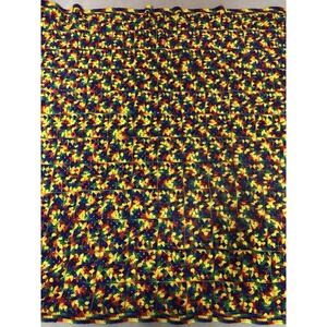 Vintage Hand Crocheted Granny Square Afghan Blanket | Rainbow | 59" x 62"